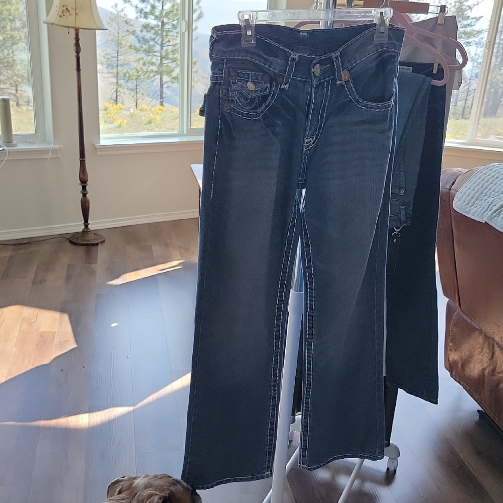 Stylish True Religion Billy Super T Light Wash Wide Leg Jeans